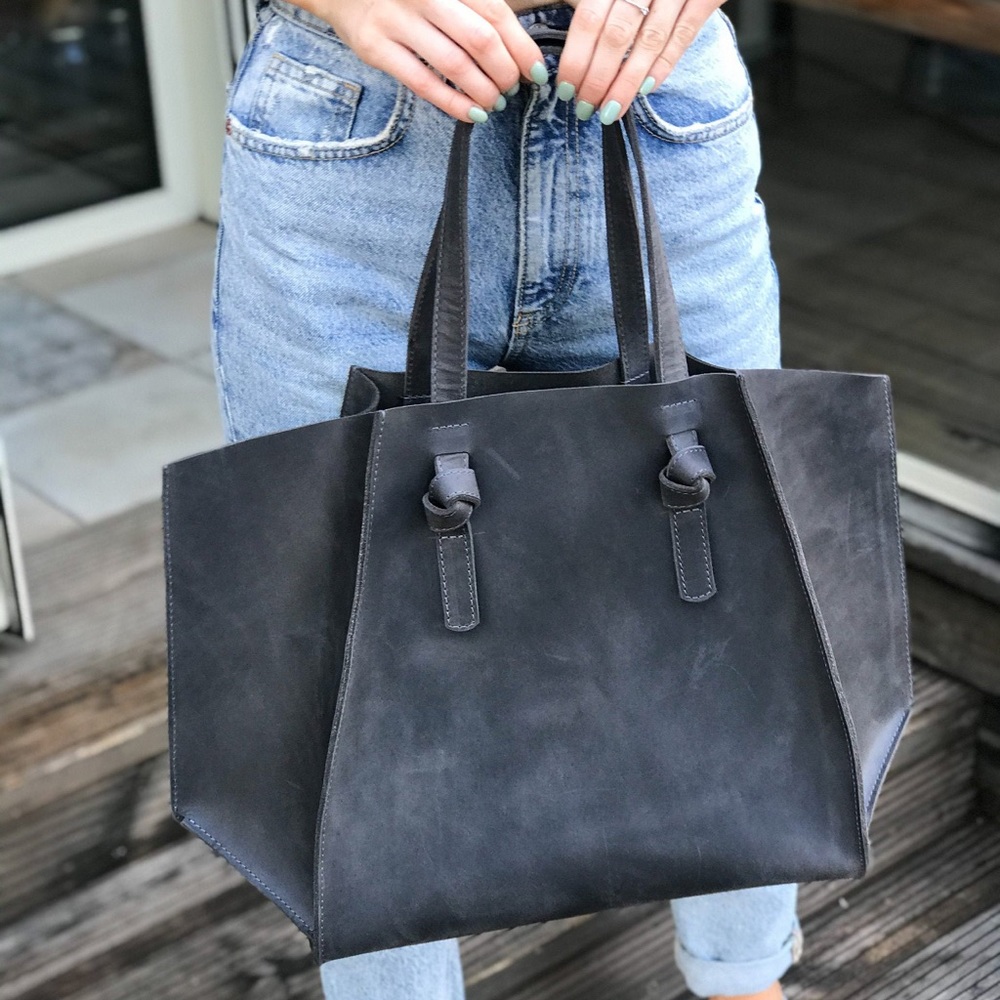 Large leather handmade tote bag from Etsy